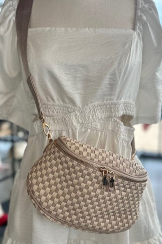 Birdie Crossbody Bag - Taupe Checkered
