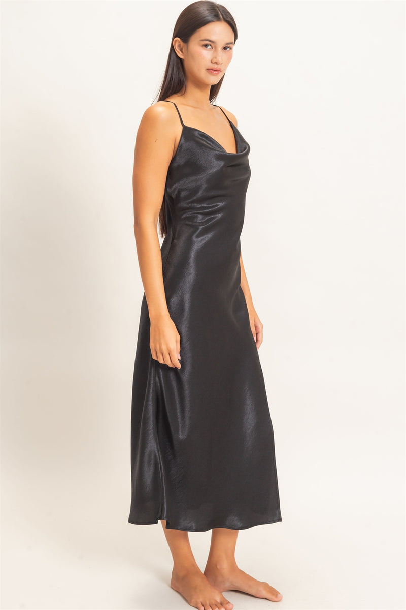 Cowl Neck Satin Slip Dress