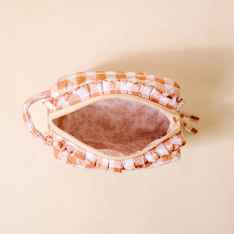 Quilted Cosmetic Pouch - Maple Gingham