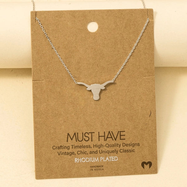 Steer Pendant Necklace - Silver