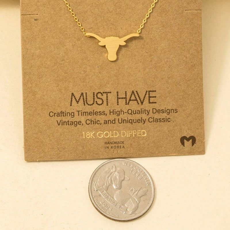 Steer Pendant Necklace - Gold