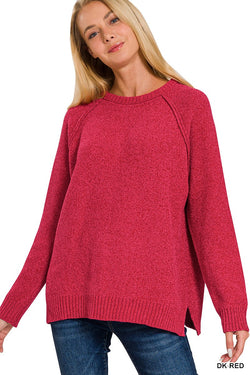 Chenille Sweater - Dark Red