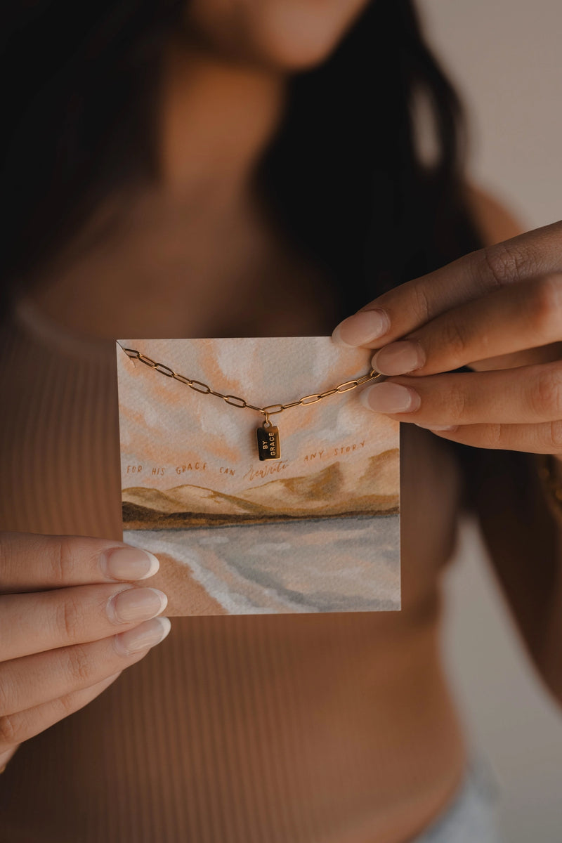 By Grace Mini Tag Necklace | Dear Heart