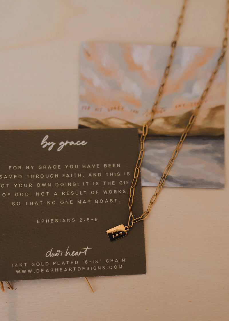 By Grace Mini Tag Necklace | Dear Heart