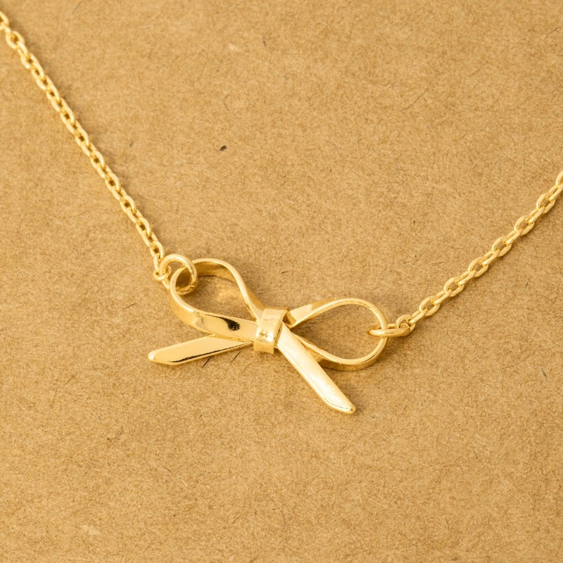 Bow Pendant Necklace - Gold