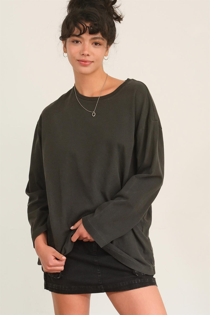 Oversized Long Sleeve Tee - Black