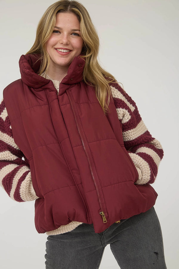 Puffer Vest - Burgundy