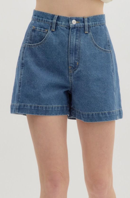 'Vintage Charm' Shorts - Denim