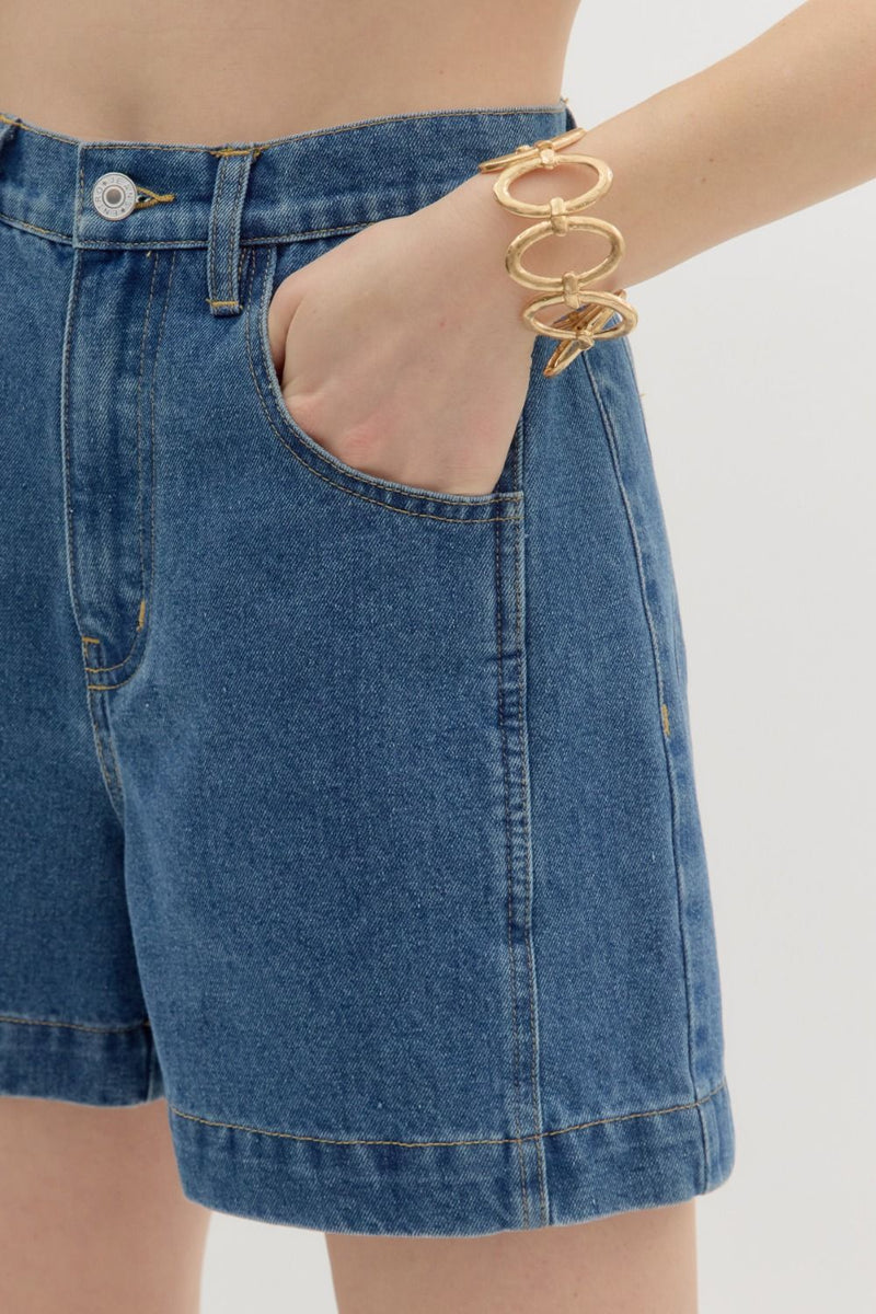 'Vintage Charm' Shorts - Denim