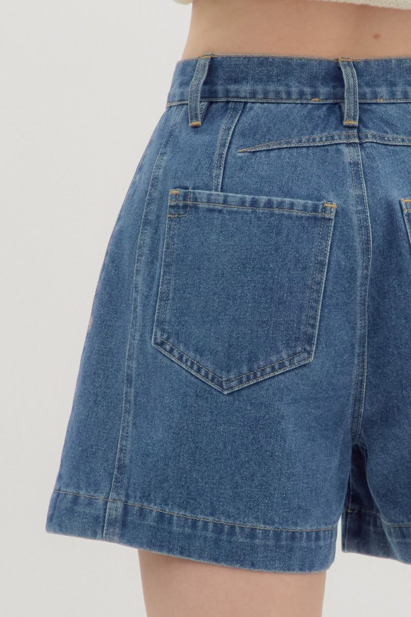'Vintage Charm' Shorts - Denim