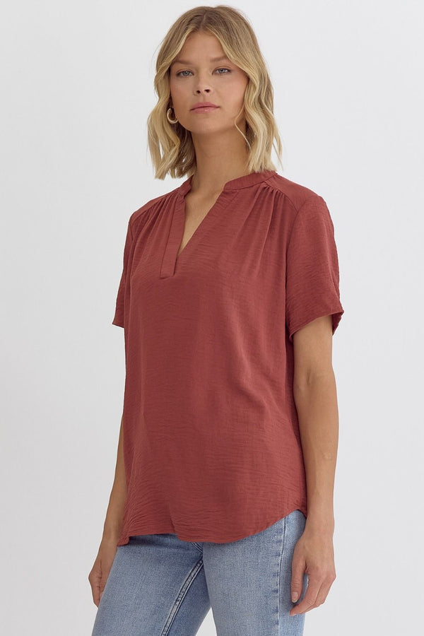 'Simple Favor' Top - Red Brown