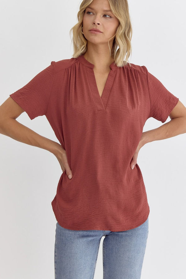 'Simple Favor' Top - Red Brown