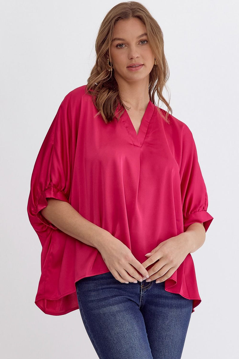 'Patience is Power' Top - Fuchsia