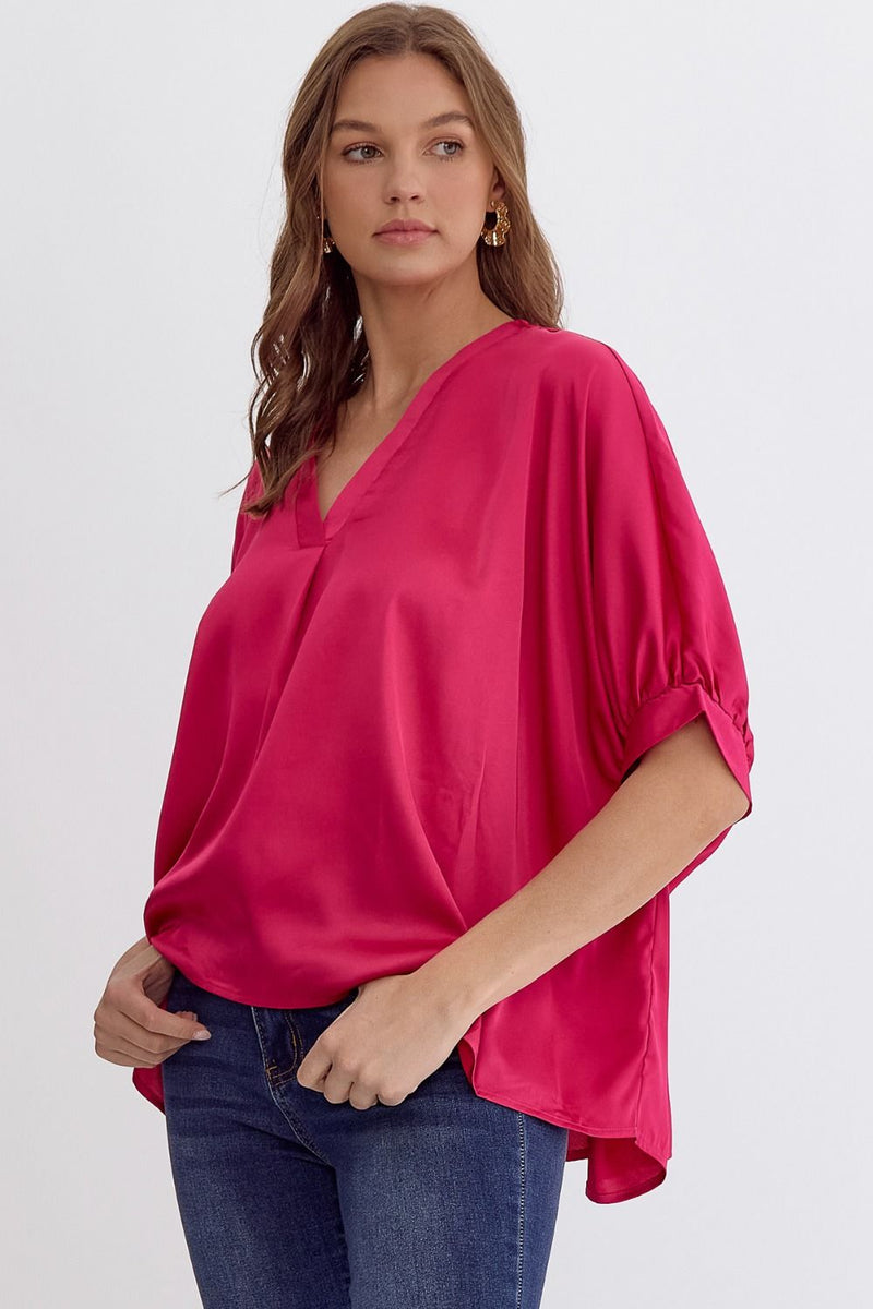 'Patience is Power' Top - Fuchsia