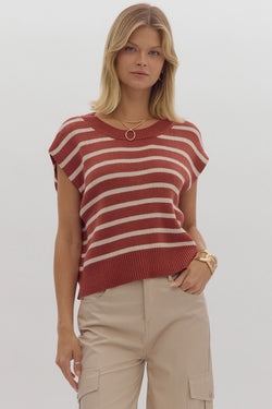 'Knit This' Top - Brick