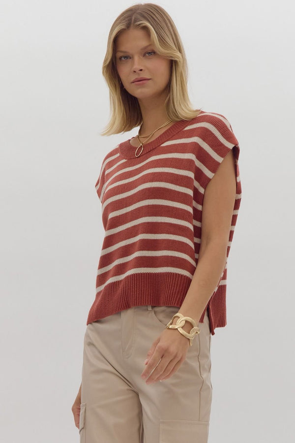 'Knit This' Top - Brick