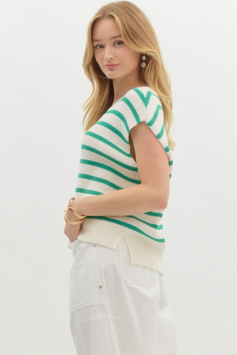 'Simply Striped' Top - Green