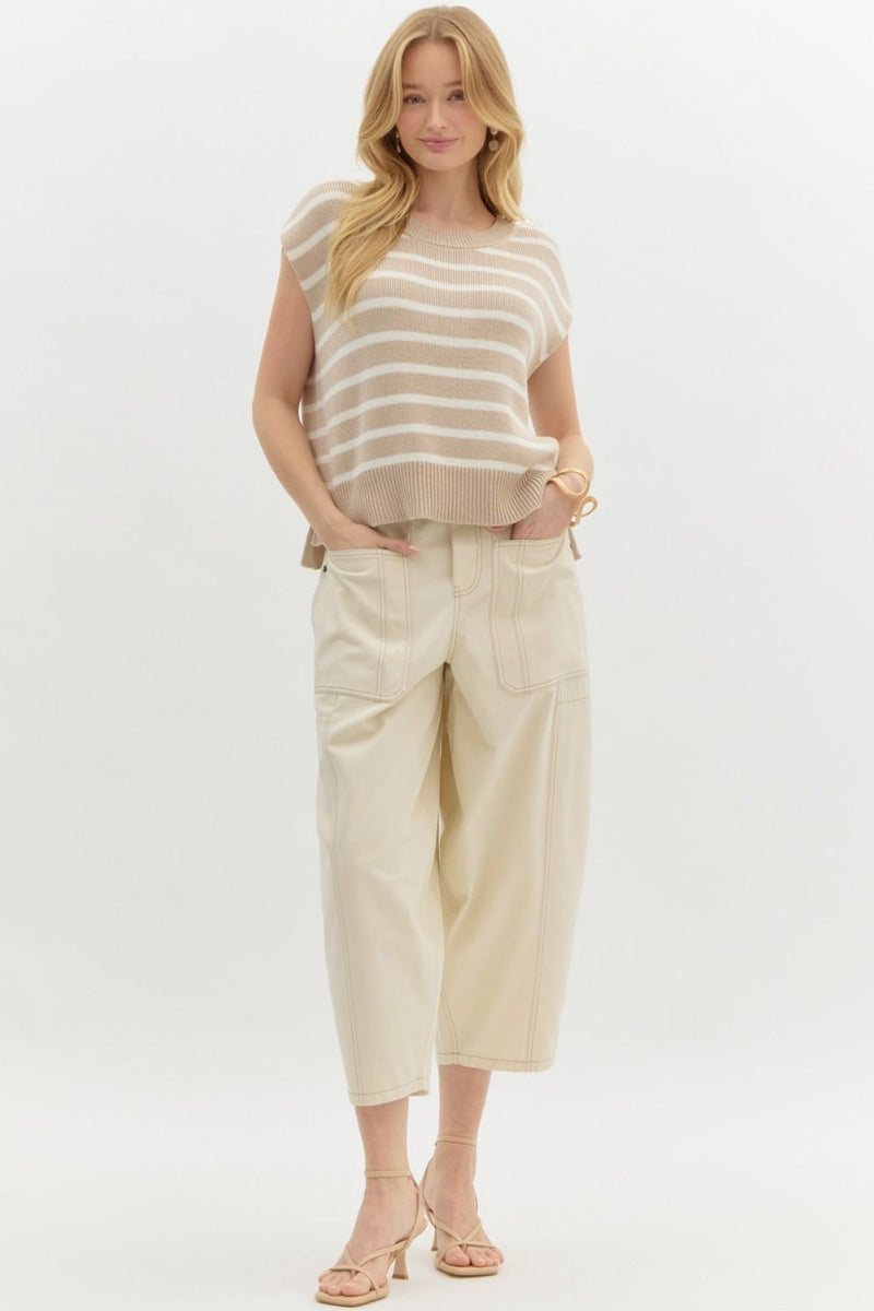 'Simply Striped' Top - Taupe