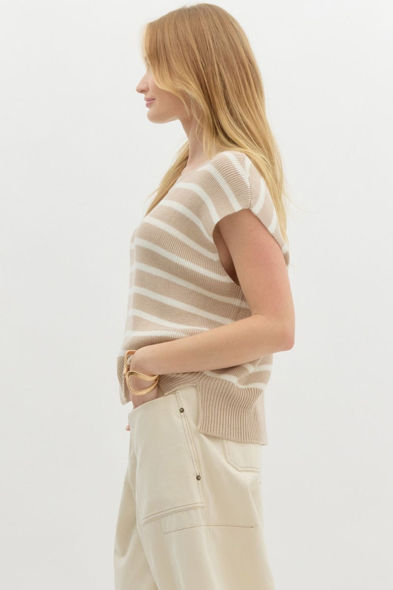 'Simply Striped' Top - Taupe