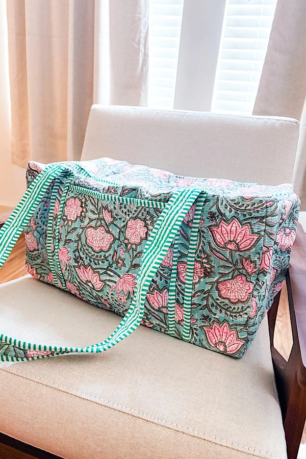 Lennon Blue Floral Duffle Bag