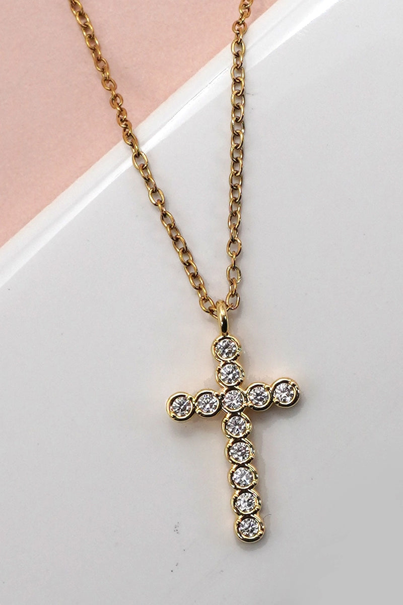 Tarnish Free Cross Necklace - Gold