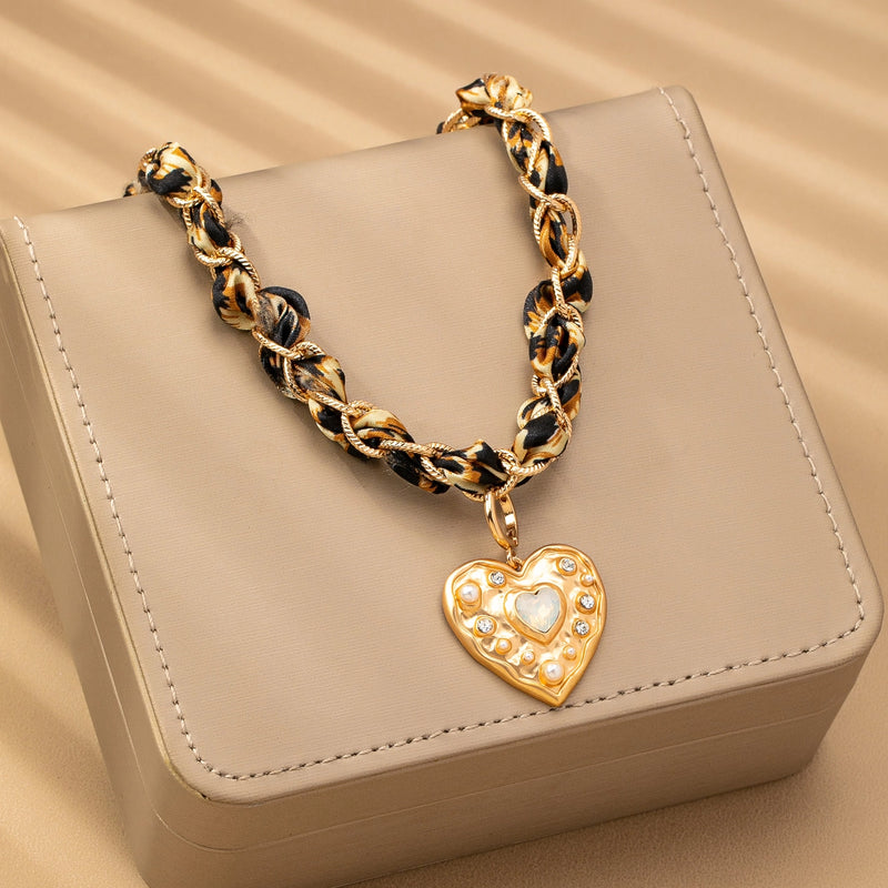 Leopard Cord Charm Necklace