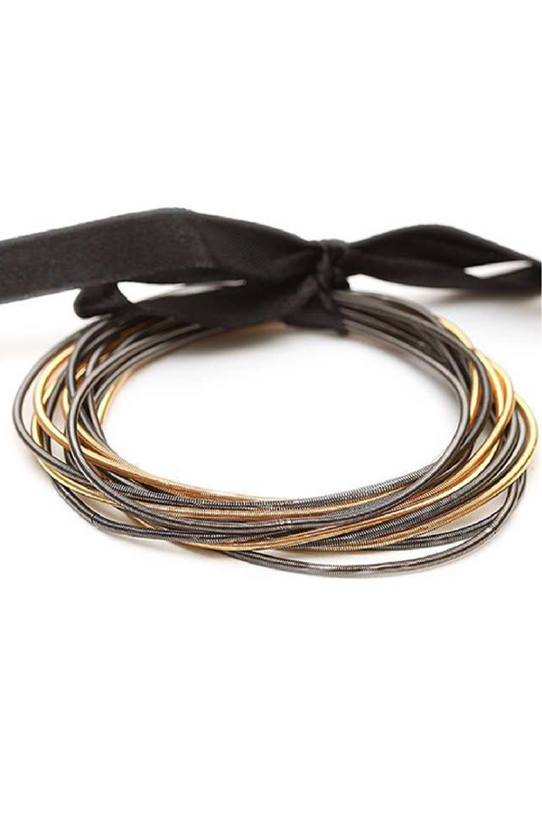 Elastic Bracelet Set - Gold/Black