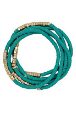 Gold Accent Rubber Bracelet Set - Turquoise