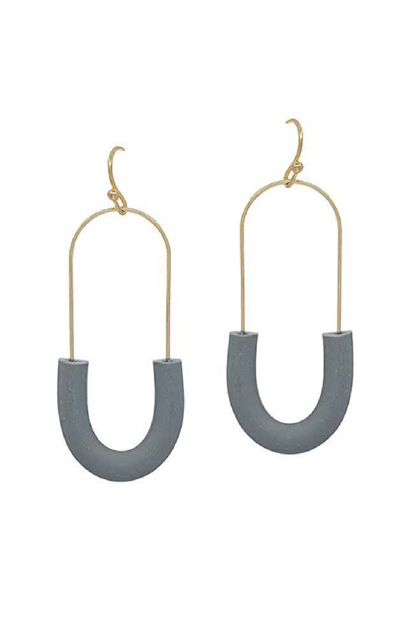 Oval Clay Earrings - Gray