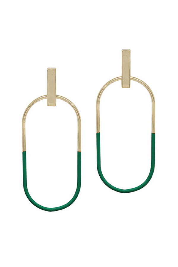 Thin Oval Earrings - Green
