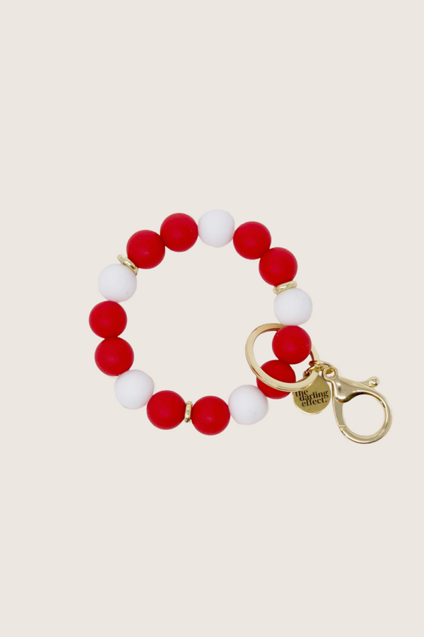 Silicone Beaded Keychain - Red