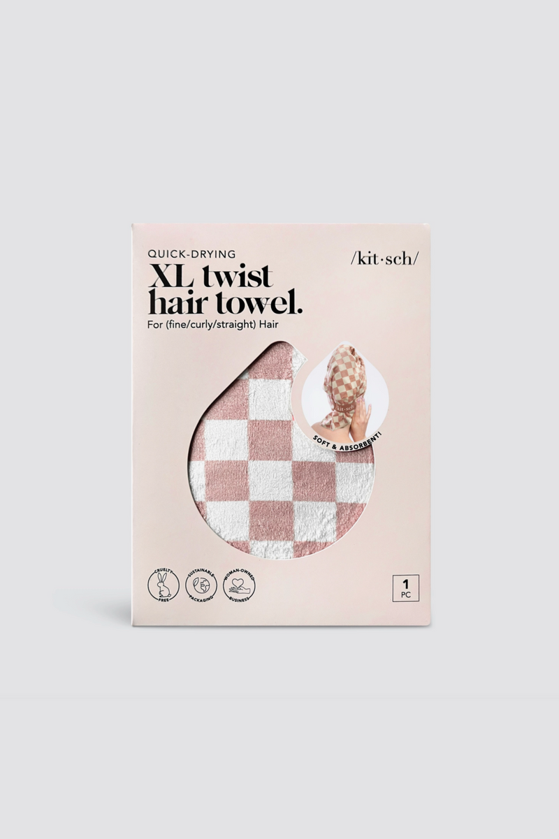XL Quick Dry Hair Towel - Checkered