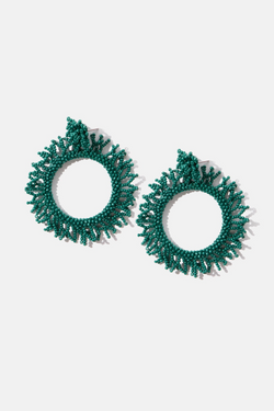 Beaded Burst Earrings - Green