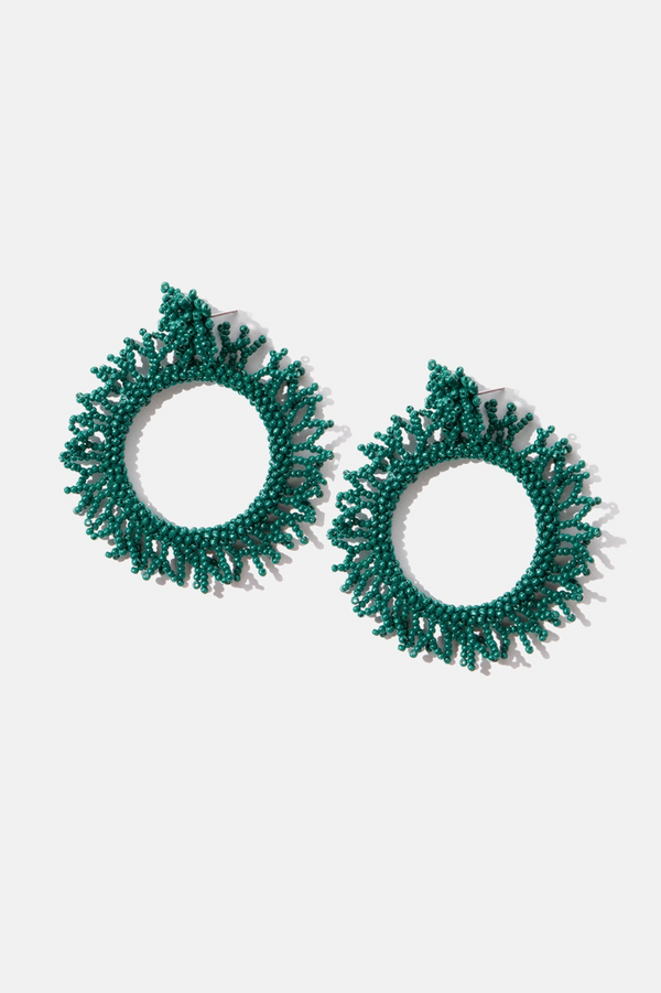 Beaded Burst Earrings - Green