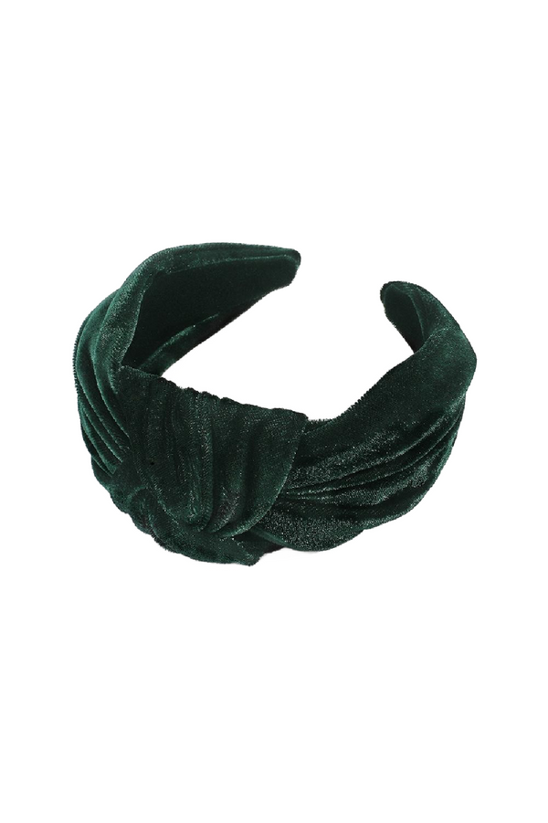 Velvet Knotted Headband - Green
