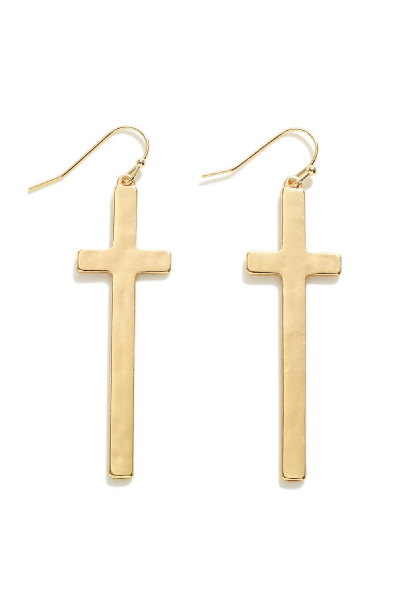 Albert's 14k Yellow Gold Child Cross Earrings GE206