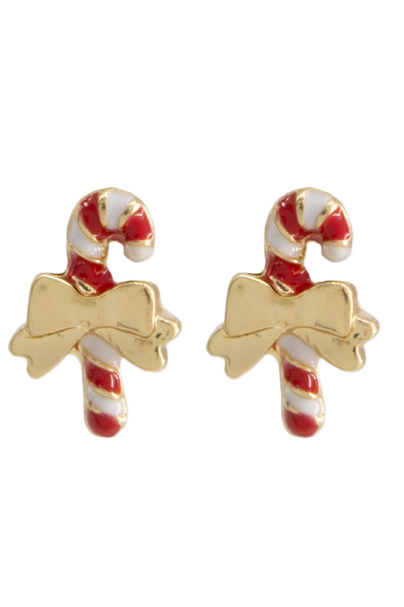 Candy Cane Bow Studs
