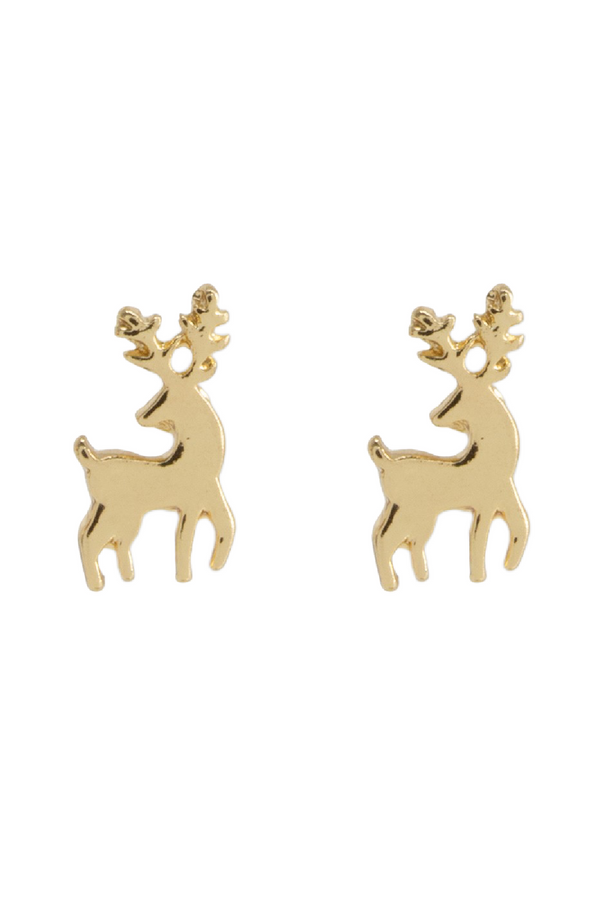 Gold Reindeer Studs