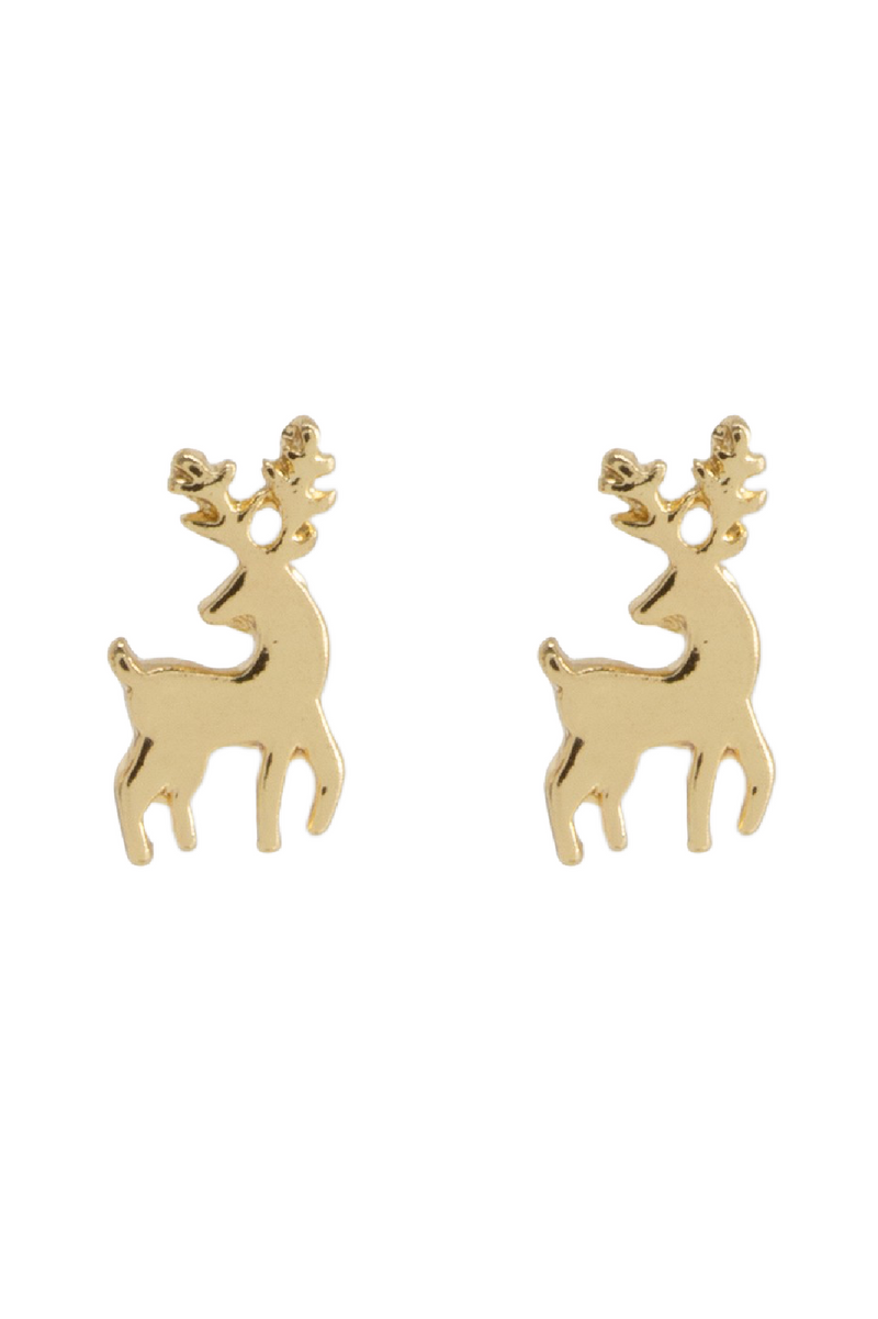 Gold Reindeer Studs
