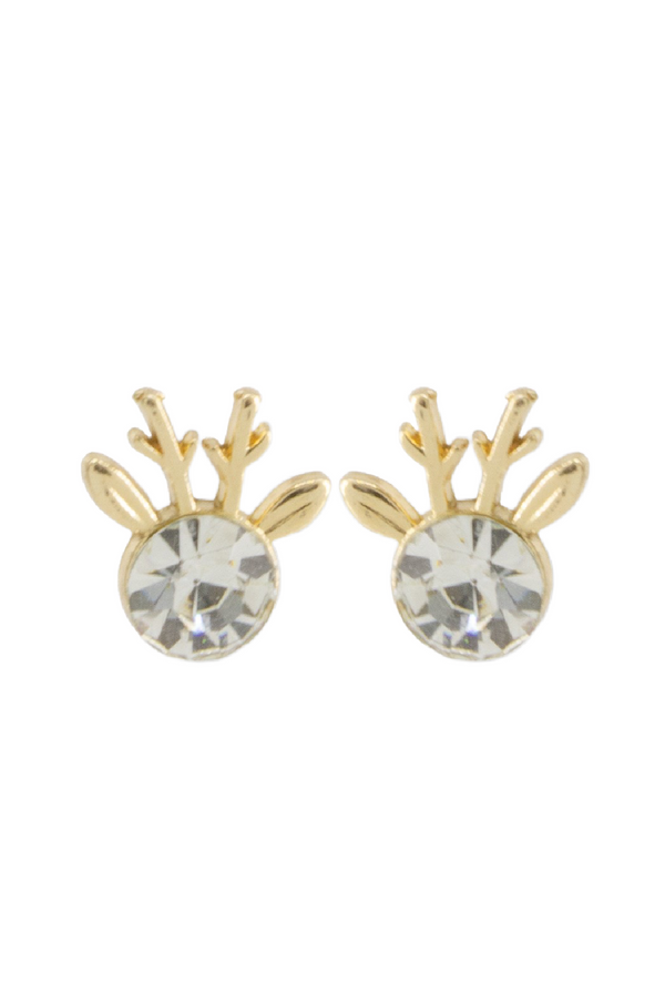 Rhinestone Reindeer Studs