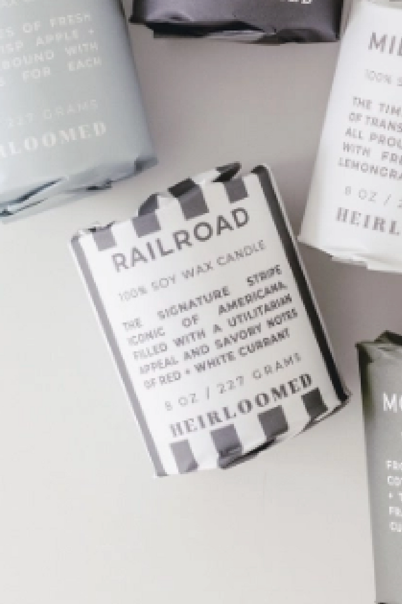 Railroad Stripe Heirloomed Wrapped Candle