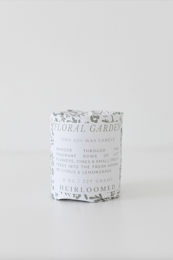 Floral Garden Heirloomed Wrapped Candle