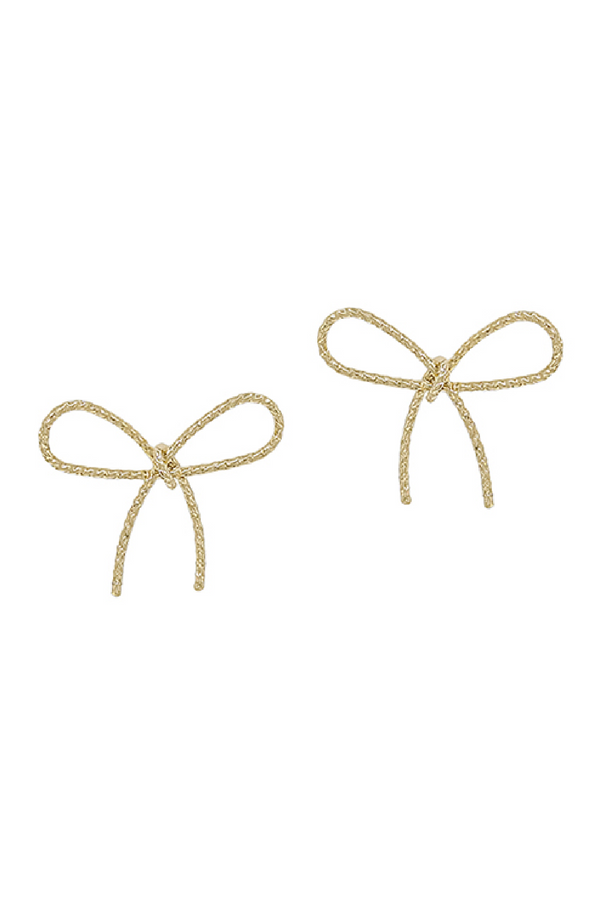 Gold Textured Bow Earrings