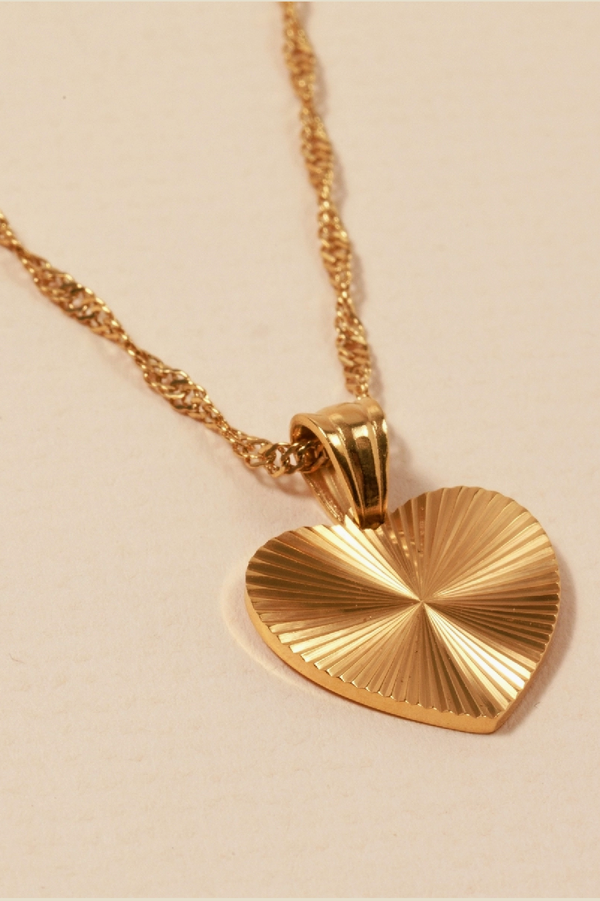 Sunburst 18K Gold Plated Stainless Steel Necklace