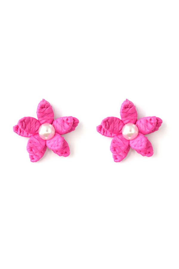 Flower Raffia Earrings
