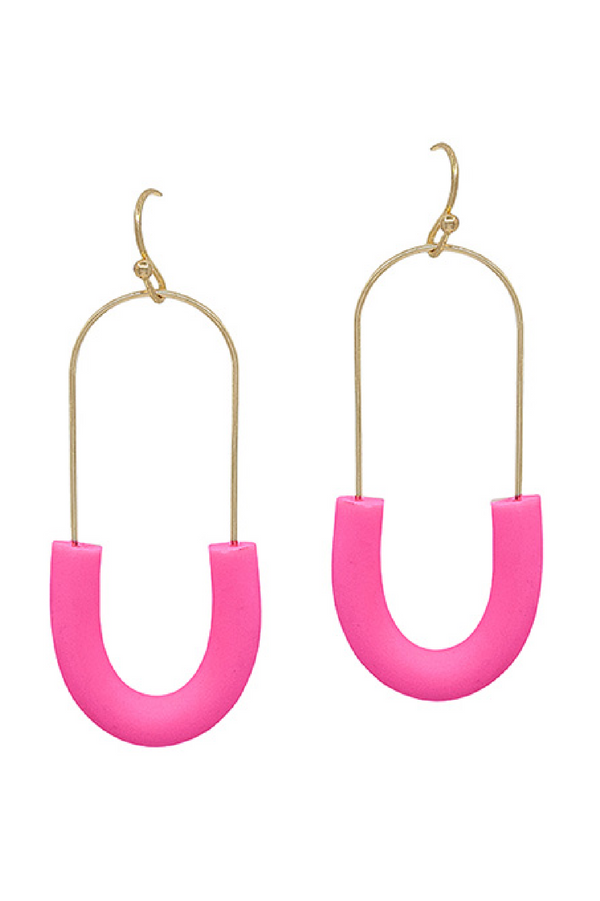 Hot Pink U Earrings