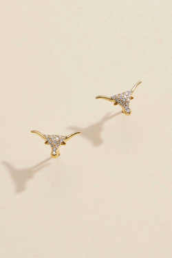 Studded Steer Earrings - Gold