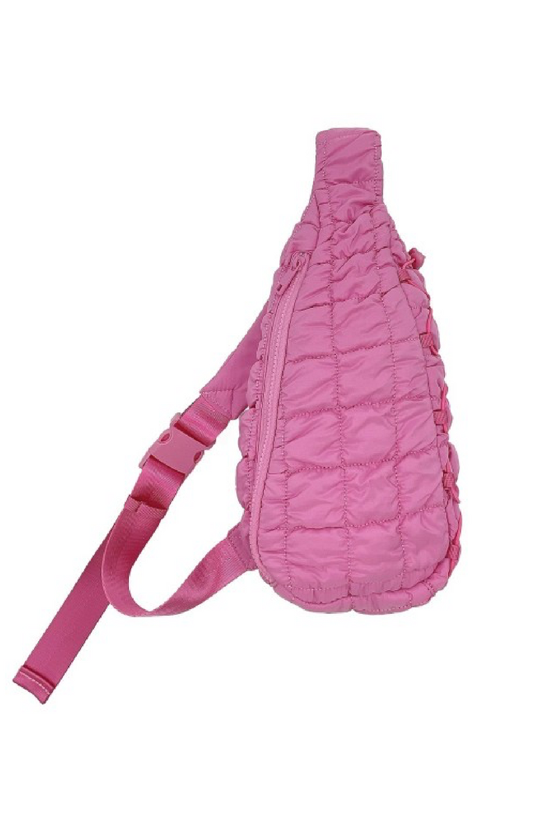 Quilted Puffer Sling Bag - Pink