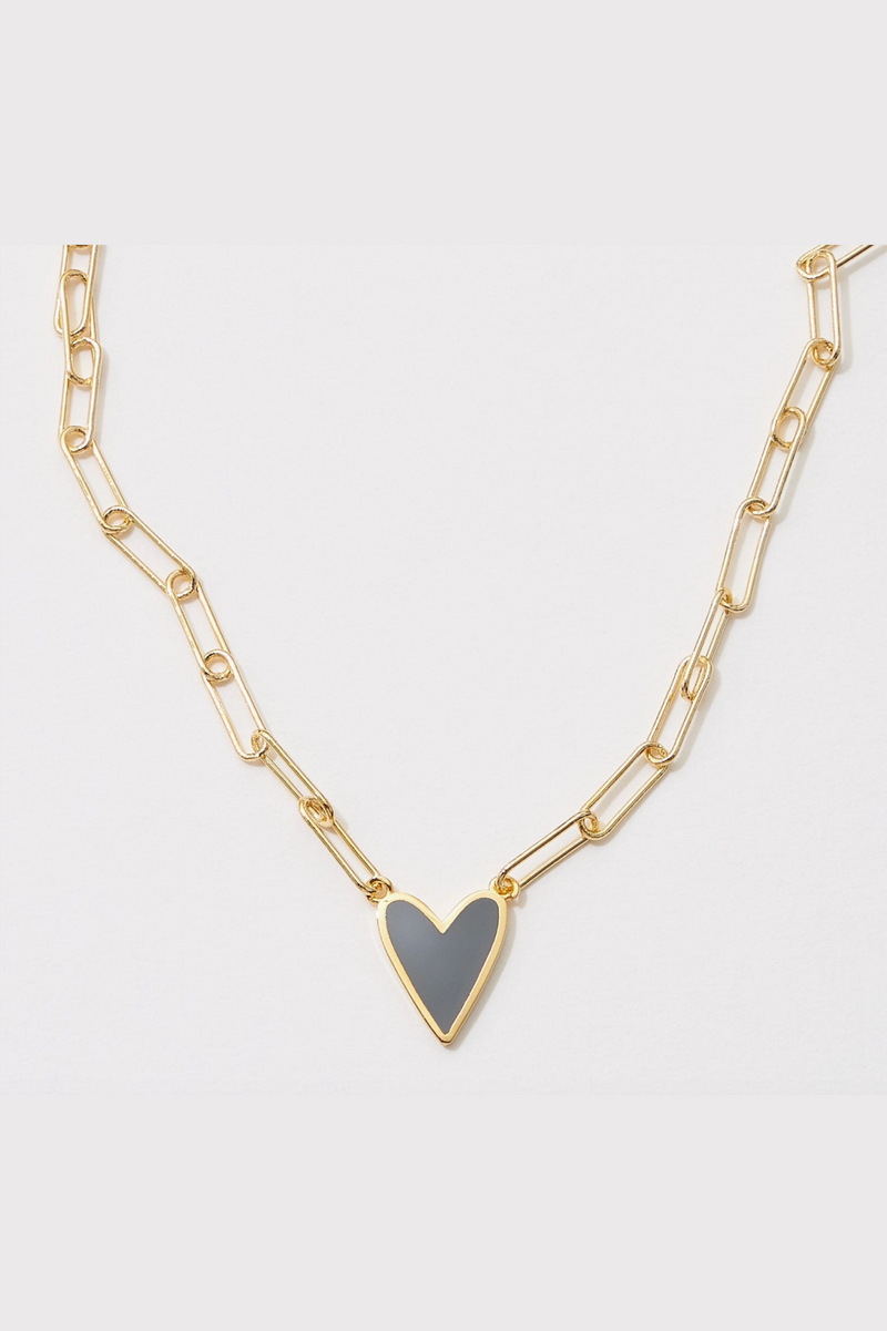 Heart Enamel Pendant Necklace - Graphite