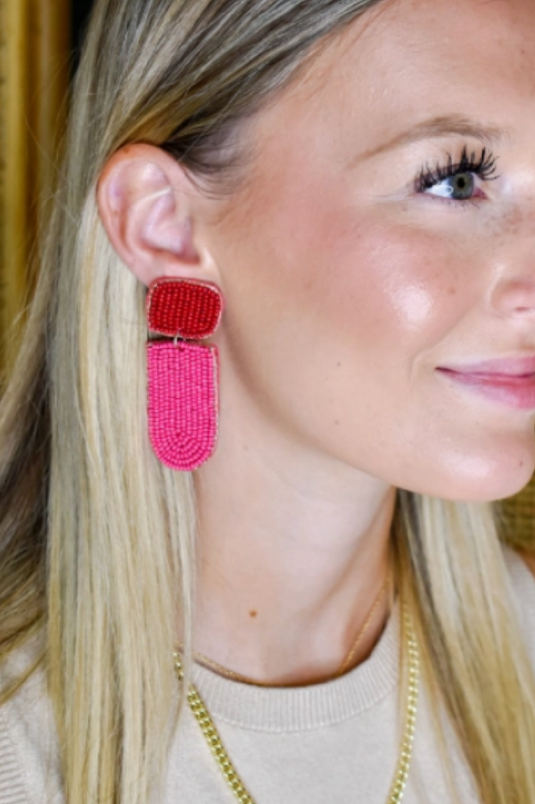 Pink Mod Block Earrings